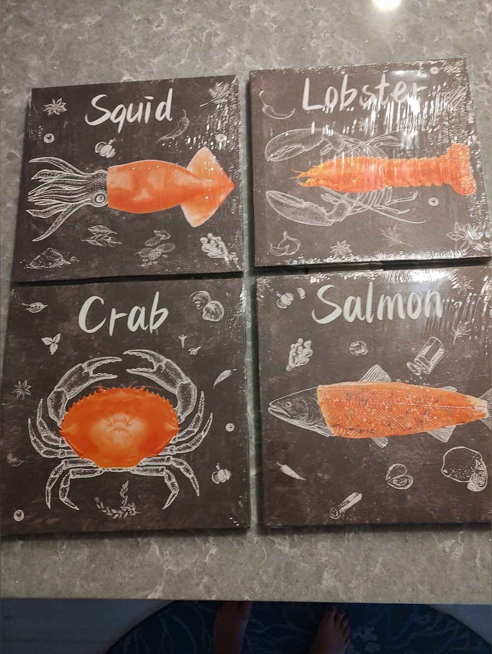 Cute decorative different types of fish pictures New in package 12 x 12